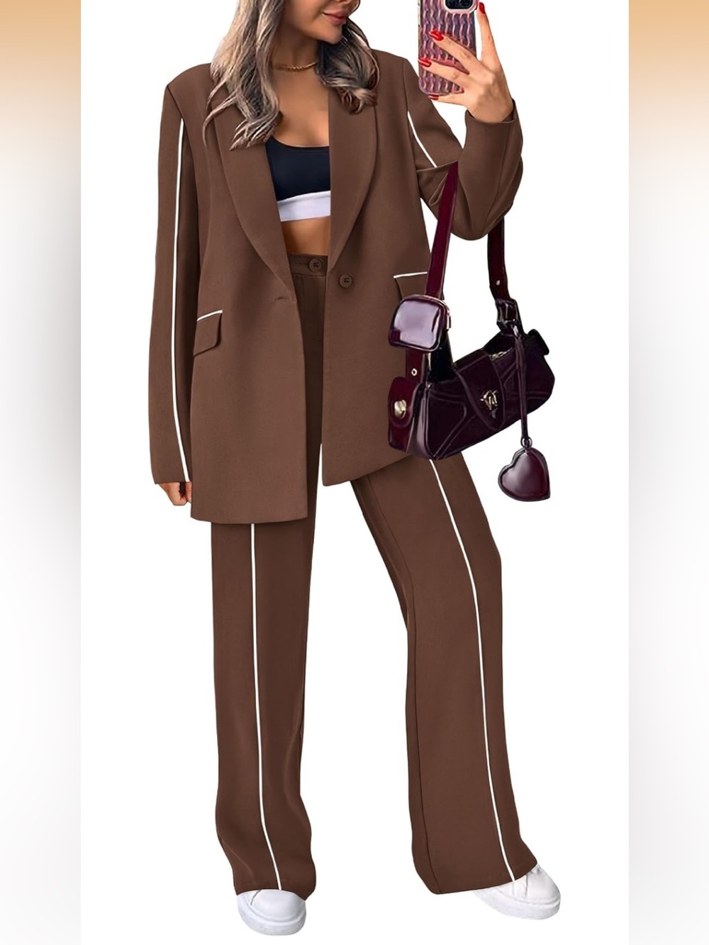PRETTYGARDEN Women's Fall Spring 2 Piece Blazer Suit Set